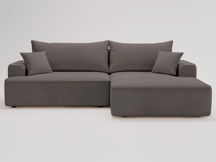 Ecksofa L-Form Rechts mit Schlaffunktion und Bettkasten California Dunkelgrau