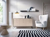 Kommode mit Türen sowie Schubladen mit Schwarz Metallbeinen 154 cm Amor Beige