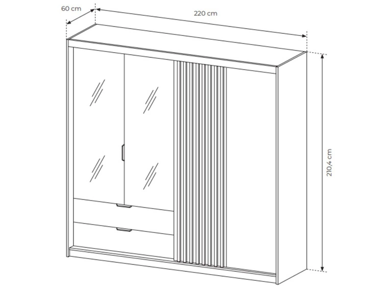 Drehtürenschrank mit Spiegel 220 cm Turia Artisan Eiche, Anthrazit