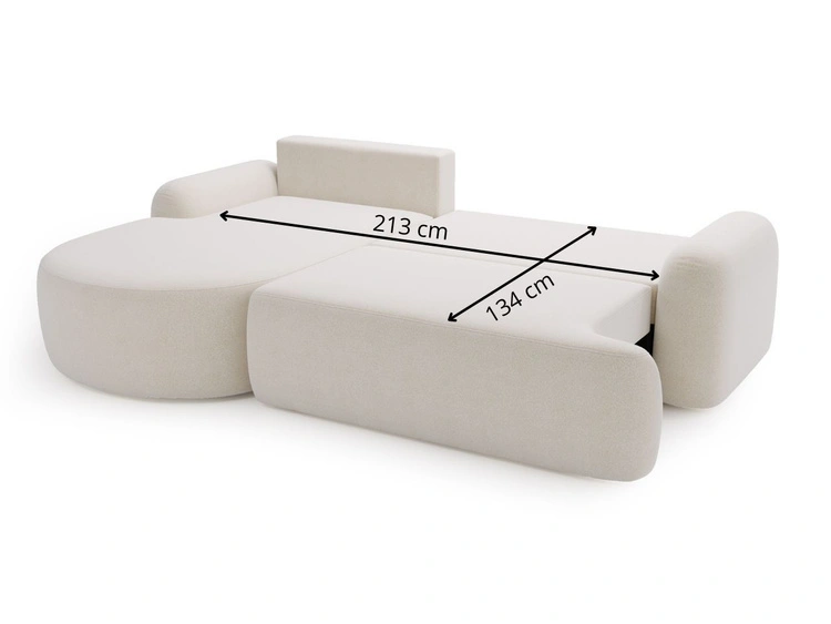 Ecksofa L-Form Links mit Schlaffunktion und Bettkasten Aurio Grau