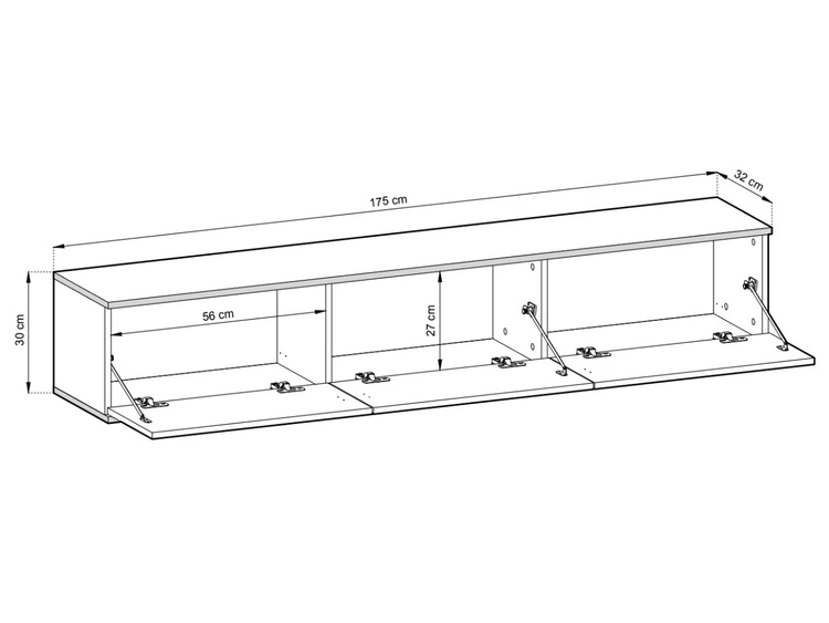 TV-Lowboard Hänge mit Türen 175 cm Diolo Beige mit geriffelter Vorderseit