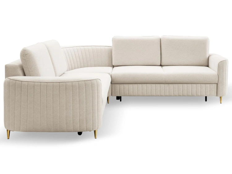 Ecksofa L-Form Links mit Schlaffunktion und Bettkasten Limon Beige