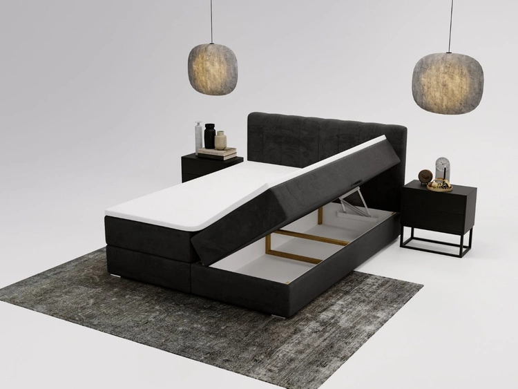 Boxspringbett mit Bettkasten 120x200 Forte Schwarz