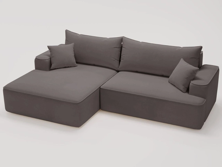 Ecksofa L-Form Links mit Schlaffunktion und Bettkasten California Dunkelgrau