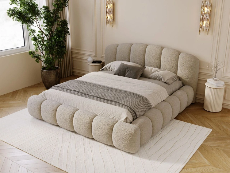 Polsterbett mit Stauraum und Lattenrost 200x200 Cloud Soft Beige