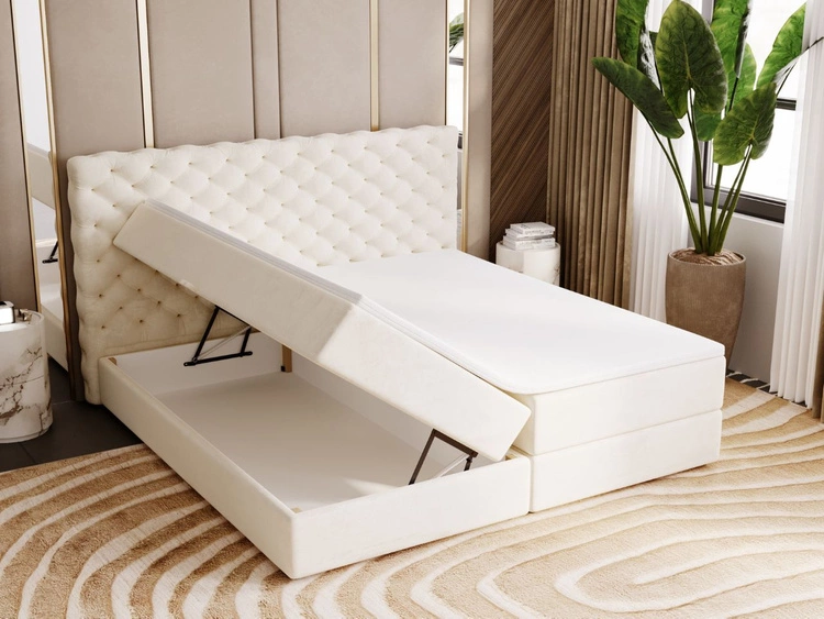 Boxspringbett mit Bettkasten 160x200 Bergamo Beige