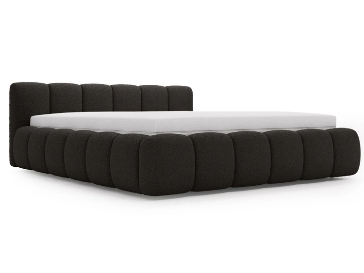Polsterbett ohne Bettkasten mit Lattenrost 200x200 Cloud Low aus Bouclé-Stoff Schwarz