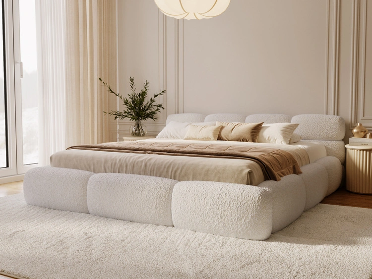 Polsterbett mit Bettkasten und Bettrost 200x200 Sweet Low Beige