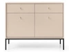 Kommode mit Türen sowie Schubladen mit Schwarz Metallbeinen 104 cm Amor Beige