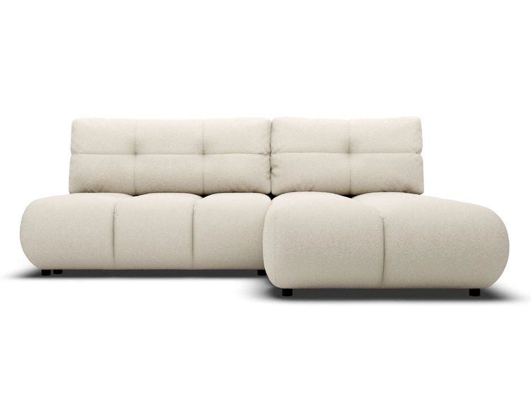 Ecksofa mit Schlaffunktion und Bettkasten Rechts Milet Creme