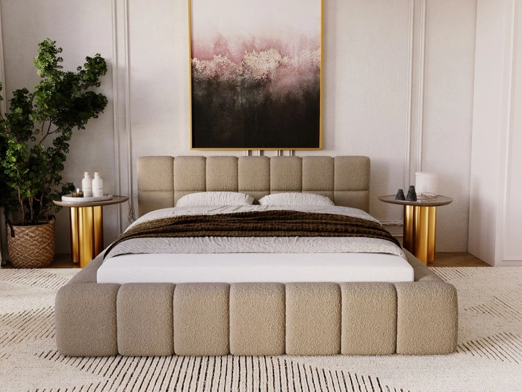 Polsterbett mit Bettkasten und Lattenrost 160x200 Alicante Boucle Braun