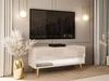 TV-Schrank 90 cm mit LED-Beleuchtung und goldenen Beinen Aurelie Kaschmir Hochglanz