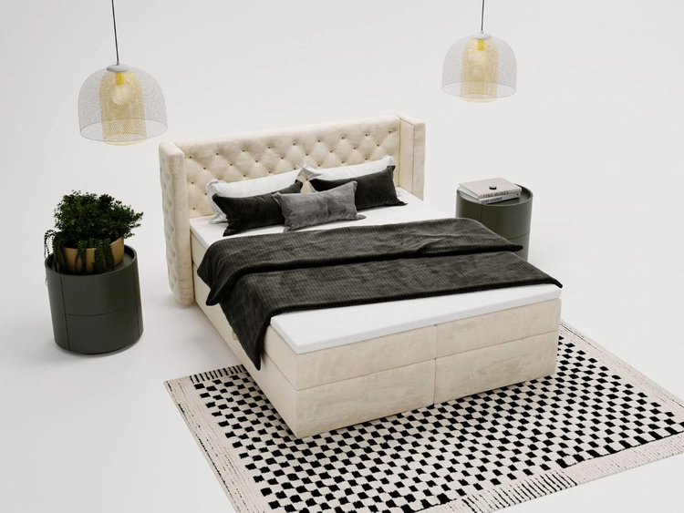 Boxspringbett mit Bettkasten 160x200 Lion Creme