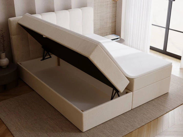 Boxspringbett mit Bettkasten 140x200 Maison Beige