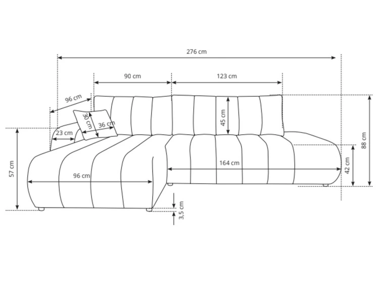 Ecksofa mit Schlaffunktion und Bettkasten Rechts Adoro Creme
