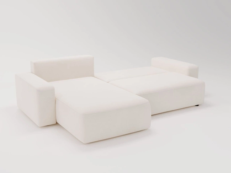 Ecksofa L-Form Links mit Schlaffunktion und Bettkasten Tazones Creme