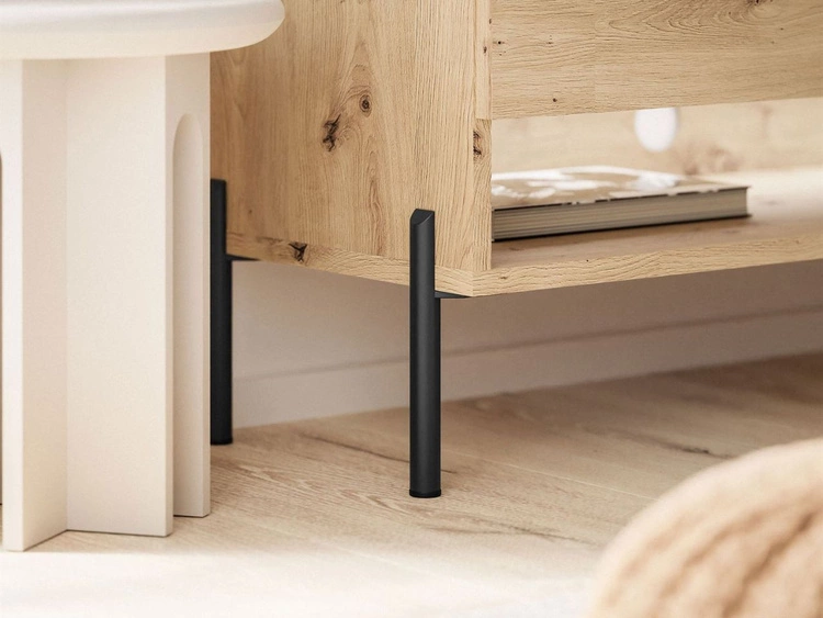 TV-Schrank 180 cm mit LED-Beleuchtung und schwarzen Beinen Aurelie Artisan Eiche