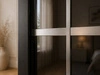 Schiebetürenschrank mit Sprossen 120 cm mit LED-Beleuchtung Ponti Schwarz