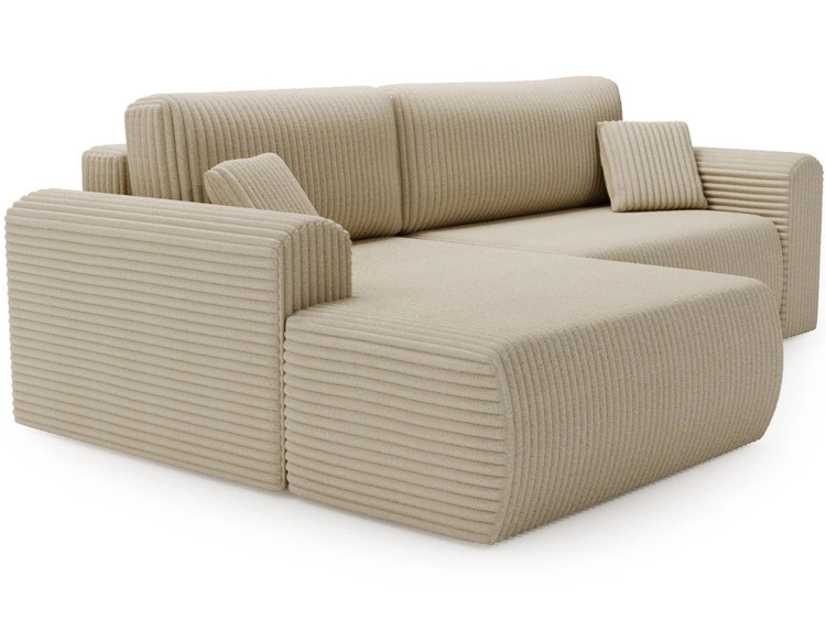Ecksofa mit Schlaffunktion und Bettkasten Belvio links Beige