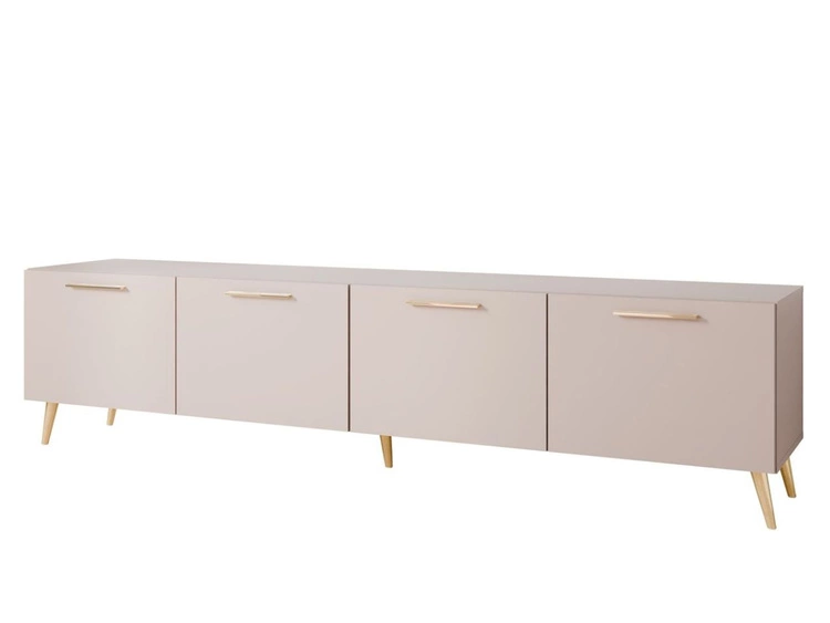 TV-Lowboard mit Türen auf Goldenen Metallbeinen 200 cm Noaé Kaschmir