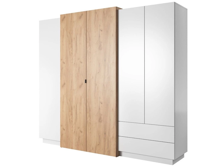 Stilvolles Schlafzimmer-Set Morten Weiß, Goldene Craft Eiche