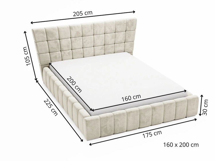 Polsterbett mit Bettkasten und Lattenrost 160x200 Paris Dunkelblau