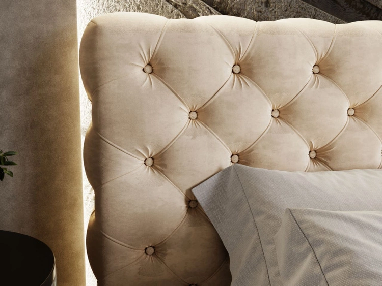 Polsterbett mit Bettkasten und Lattenrost 200x200 Apollo Beige