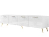 TV-Lowboard mit Türen auf Goldenen Metallbeinen 200 cm Noaé Weiß Hochglanz