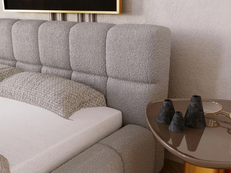 Polsterbett mit Bettkasten und Lattenrost 120x200 Alicante Boucle Grau