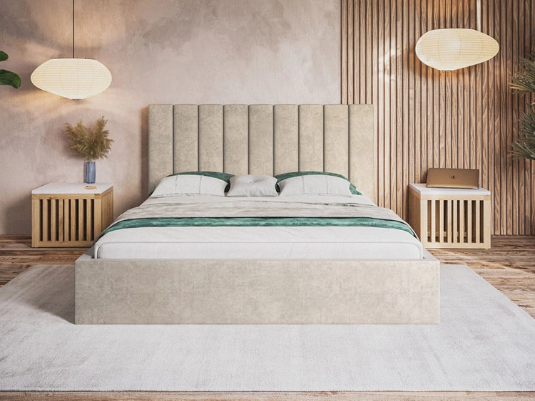 Polsterbett mit Bettkasten und Lattenrost 160x200 Sesto Beige