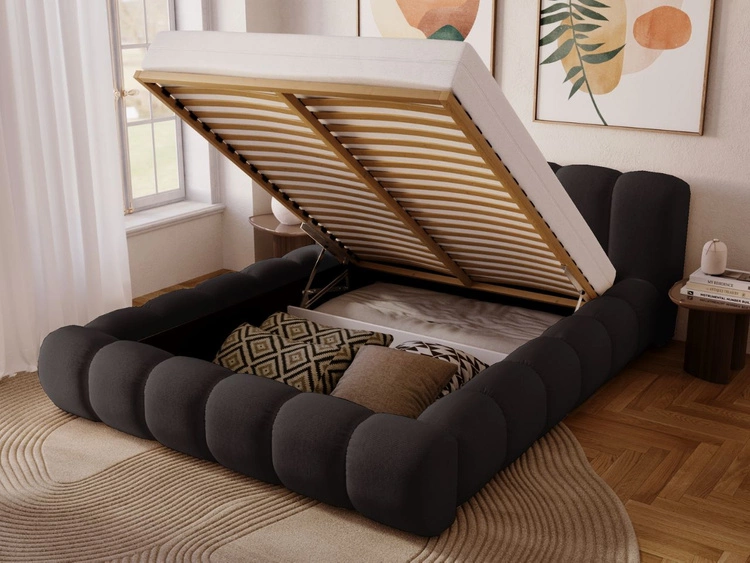 Polsterbett mit Bettkasten und Lattenrost 160x200 Doria Schwarz
