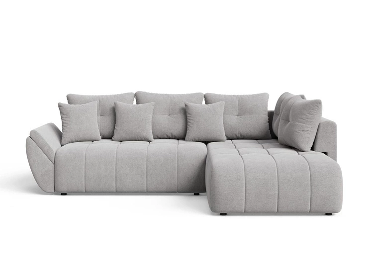 Ecksofa L-Form mit Schlaffunktion und Bettkasten Genoa Hellgrau