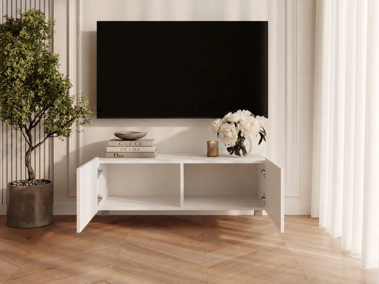 TV-Lowboard mit Türen 100 cm Kioto Weiß matt