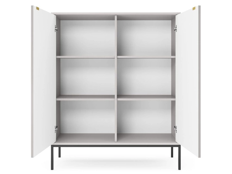 Wohnzimmerset Amber Grau, Schwarz Frame
