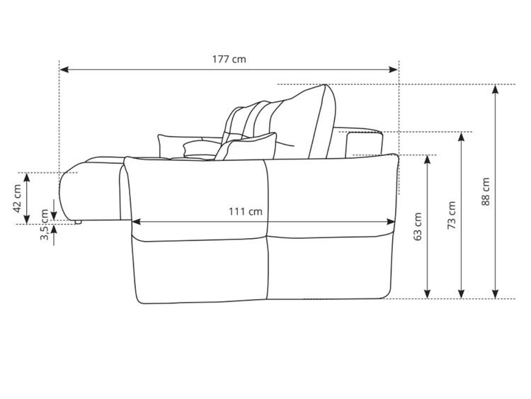 Ecksofa L-Form mit Schlaffunktion und Bettkasten Bene Creme