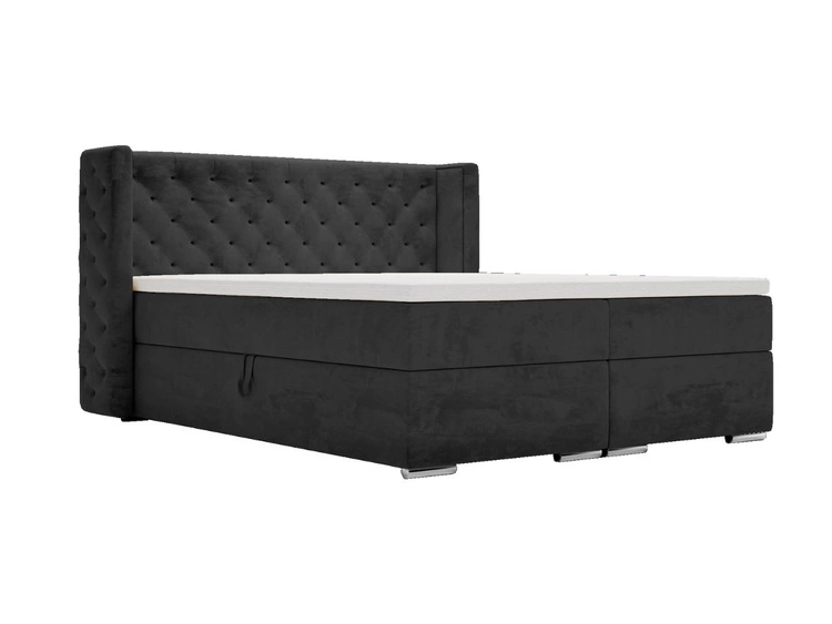 Boxspringbett mit Bettkasten 180x200 Lion Schwarz