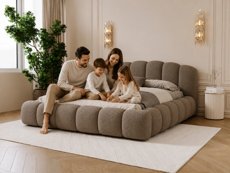 Polsterbett mit Stauraum und Lattenrost 180x200 Cloud Soft Braun