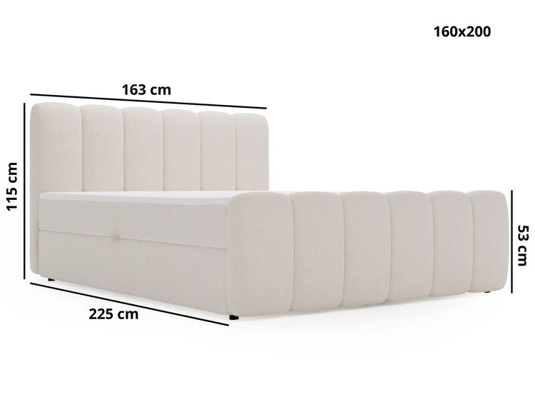 Boxspringbett mit Bettkasten 160x200 Bouclé-Stoff Cloud Schwarz