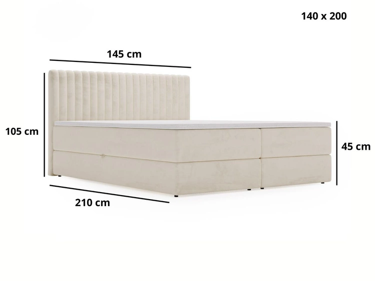 Boxspringbett mit Bettkasten 140x200 Marbella Beige
