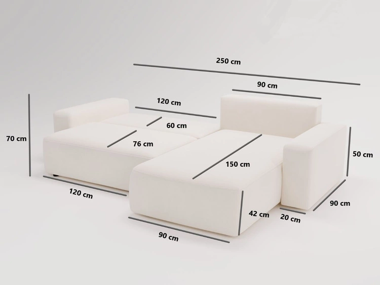 Ecksofa L-Form Links mit Schlaffunktion und Bettkasten Tazones Beige