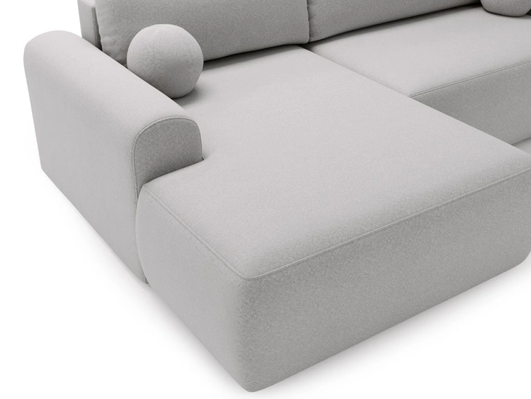 Ecksofa L-Form mit Schlaffunktion und Bettkasten Savana Links Bouclé-Stoff Grau