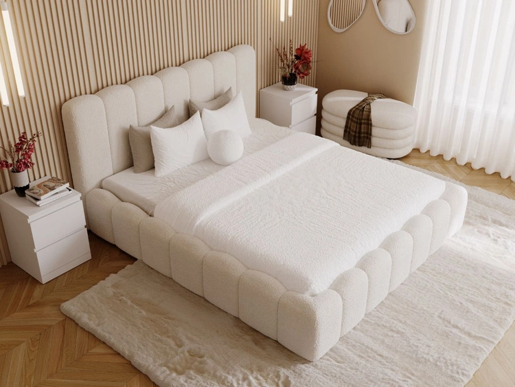 Polsterbett mit Bettkasten und Lattenrost 200x200 Smile Creme