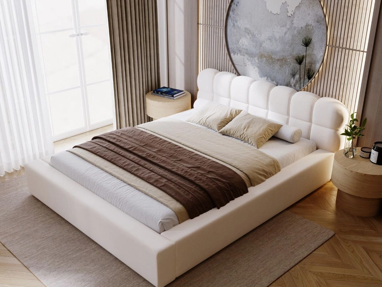 Polsterbett mit Bettkasten und Lattenrost 160x200 Plaza Creme