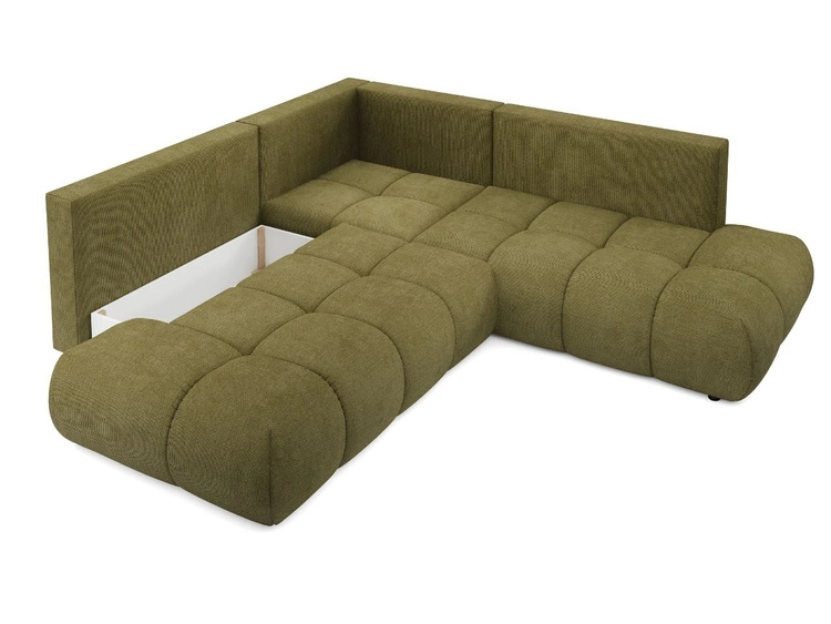 Ecksofa mit Schlaffunktion und Bettkasten Links Kair Grün