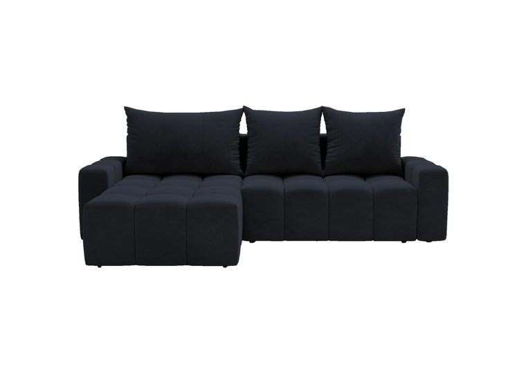 Ecksofa L-Form mit Schlaffunktion und Bettkasten Bresso Schwarz
