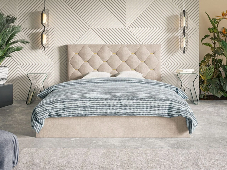 Polsterbett mit Bettkasten und Lattenrost 160x200 Salento Beige
