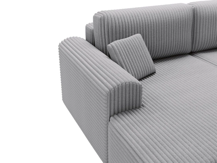Ecksofa mit Schlaffunktion und Bettkasten Belvio links Hellgrau