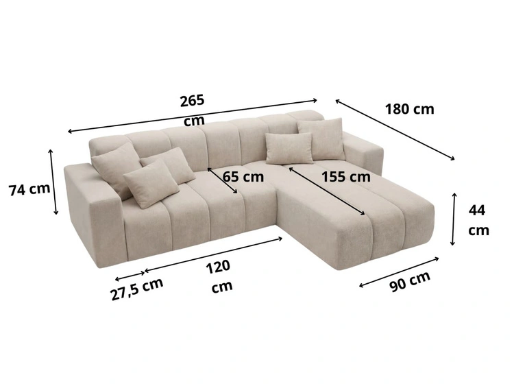 Ecksofa L-Form Rechts Nork Schwarz