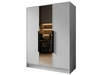 Kleiderschrank mit Spiegel 150 cm Lucca Weiß mit schwarzen Griffen