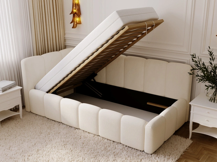Jugendbett Einzelbett mit Bettkasten und Lattenrost 90x200 Cloud One Beige